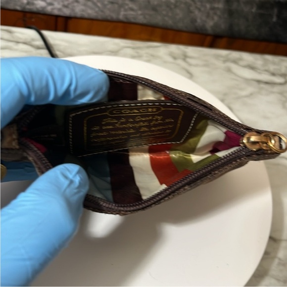 Coach Legacy Signature Wristlet Wallet Clutch with After Market Chain Brown - Picture 9 of 16